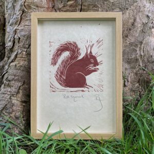 Red Squirrel Linoprint