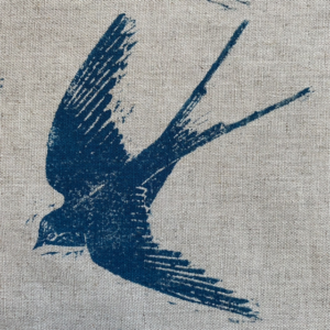 Cushion hand printed swallow2